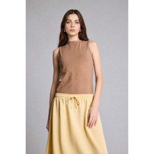DeFacto Slim Fit Yarım Balıkçı Yaka Penye Açık Kahverengi Atlet H8040AX26SM
