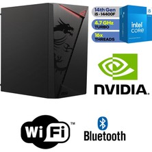 MSI Şafak-Ofis Pc Yeni Nesil Intel Core I5 14400F 16GB Ddr5 Ram 1tb M.2 SSD Gt 4gb Ekran Kartı 600W Win 11 Pro Wi-Fi Masaüstü Ofis ve Iş Bilgisayarı