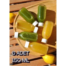 Empressco 6'lı Set 150 ml Şeffaf Kilitli Cam Detox Shot Şişesi Beyaz Kapak