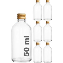 Empressco 50 ml Beyaz Cam Şişe, Gold Kapaklı, Kolonya ve Hediyelik Set (6 Adet)