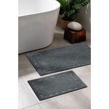 Aryıldız Home Aryıldızhome Banyo Halısı 2 Li Set Crome Koyu Gri
