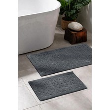 Aryıldız Home Aryıldızhome Banyo Halısı 2 Li Set Levina Koyu Gri