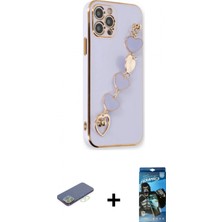 Marsilyan™- iPhone 12 Pro Max Kılıf Nova Işık Prime - Siyah 34D Izgaralı Cam + Renkli Kamera Lens Koruma Cam - Yl