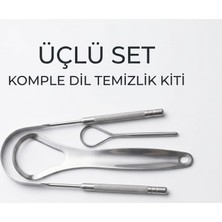 Segy Home Paslanmaz Çelik Dil Temizleyici ve Sıyırıcı 3 Parça Orta Sertlikte Fırça Kılı