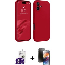Marsilyan™- iPhone 16 Kılıf Kozmos Yansıma Özel Seri - Siyah 3D Antistatik Mat Seramik Nano Ekran Koruyucu + Bilvis Titan Kamera Lens - Pe