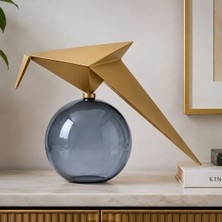 Bahar Aydınlatma Auren Glide Gold Metal Kuş Figürlü Füme Camlı Dekoratif Biblo