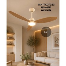 SeckinStore Vanti KCF322 52''(132CM) Ledli Dekoratif Tavan Vantilatör 40W (Motor)+ 24W (Led) Açık Ahşap Renk