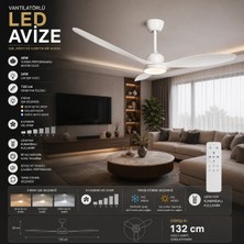 SeckinStore Vanti KCF321 52''(132CM) Ledli Dekoratif Tavan Vantilatör 40W (Motor)+ 24W (Led) Beyaz Renk