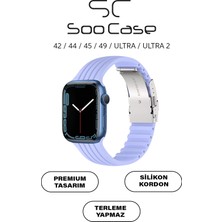 SC Soo Case Apple Watch Uyumlu 1/2/3/4/5/6/se/7/8/9seri 42/44/45/49MM Klipsli Kordon Kayış Silikon MT36