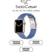 SC Soo Case Apple Watch Uyumlu 1/2/3/4/5/6/se/7/8/9seri 42/44/45/49MM Klipsli Kordon Kayış Silikon MT36