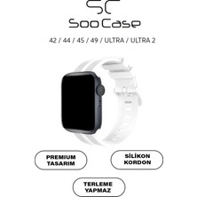 SC Soo Case Apple Watch Uyumlu Watch 1/2/3/4/5/6/se/7/8/9 Serileri 42/44/45/49 mm Kordon Kayış Silikon MT86