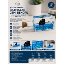 Mersi Shop Şişe Tasarımlı Batmayan Gemi Dekoru | Sıvılı Hareketli Mini Gemi Masa Süsü 6x5 cm