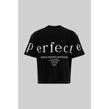 Machinist Clothing Erkek Perfecte Baskılı Crop Oversize Tişört Siyah