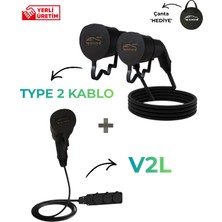 Nuvion Elektrikli Araç Type 2 Ac 5 Metre Şarj Kablosu+ 3'lü Priz Uzatmalı V2L/MG 4 Marka Elektrikli Araç ile Uyumlu