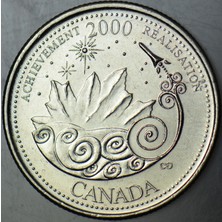 Banknoting Kanada 25 Cent 2000 Hatıra-Başarı-Üçüncü Milenyuma Giriş.