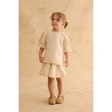 Fahhar Kids Su Taşı Detaylı Etek Takım Naturel