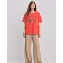 Organickid Watermelon Kadın Narçiçeği Oversize T-Shirt