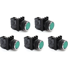 Emas Buton 22 mm Düz Yaylı 1 Na Yeşil (5 ADET)(B100DY)