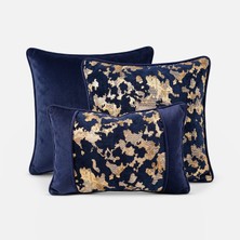 Lidoma Home "navy & Velvet" Dokulu Desenli Kırlent Kılıfı Seti