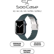 SC Soo Case Apple Watch Uyumlu Watch 3 4 5 6 7 8 9 Seseri 38 40 41 mm Klipsli Kordon Kayış Silikon MT36