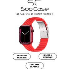 SC Soo Case Apple Watch Uyumlu 1/2/3/4/5/6/se/7/8/9seri 42/44/45/49MM Klipsli Kordon Kayış Silikon MT36