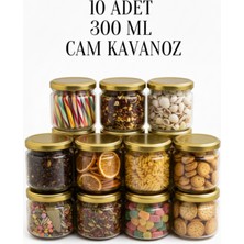 Empressco Şişecam Cam Kavanoz 300 Cc, Gold Kapaklı, Magnolia-Bal, 10 Adet