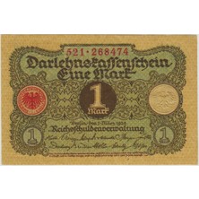 Banknoting ALMANYA 1 MARK 1920 WEİMAR CUMHURİYETİ DÖNEMİ 1920-24 ARASI KULLANILMIŞTIR. ÇİLALTI+