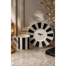 Yzhome 2 Kişilik Porselen Yaldızlı Lovely Birds Özel Tasarım Kuşlu Kahve Fincan Takımı Seti 90ML