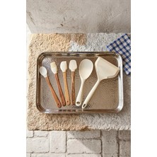 Kitchen Life 6’lı Silikon ve Ahşap Saplı Mutfak Gereçleri Seti – Isıya Dayanıklı Spatula, Kaşık ve Fırça Seti