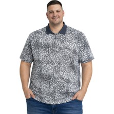 Battal Moda Battalmoda Erkek Büyük Beden Füme Polo Yaka Mozaik Kısa Kollu Tişört 3xl-4xl-5xl-6xl