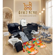 Öykü Bebek Dünyası Avangarde Ikiz Bebek Çeyiz Seti Full Set - Ikiz Bebek Arabası - Beşik - Yürüteç - Anakucağı - Mama Sandalyesi -Oyun Halısı - Banyo Seti -Çanta