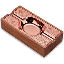 Bek Tobacco Cigarloong Damascus Ahşap Puro Küllüğü Rosegold 2li