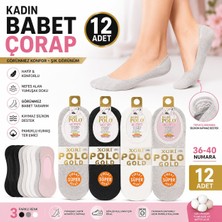 Trendhane 12 Çift Kadın Görünmez Babet Çorap, Pamuklu Günlük Ayakkabı Çorabı, 36-40 Numara