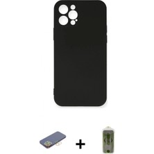 Marsilyan™- iPhone 12 Pro Max Kılıf Ahenk Serisi - Siyah Joko Magic 5d Hayalet Cam + Renkli Kamera Lens Koruma Cam - Sı