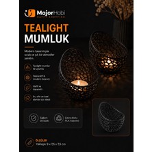 Major Hobi Modern Tealight Mumluk 3D Baskı Dekoratif Mumluk 12x12 cm Şık Masa Üstü Aksesuar