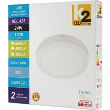 K2 LED Systems Kdl 423 – 24W Yuvarlak LED Panel 4000 K ışık doğal beyaz