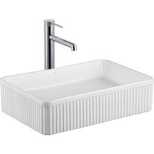 Lena E-W1004MB Tezgah Üstü Lavabo Mat Beyaz