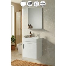 Özceden Lale 50X25 cm Beyaz Mdf Seramik Lavabolu Asma Banyo Dolabı Takımı
