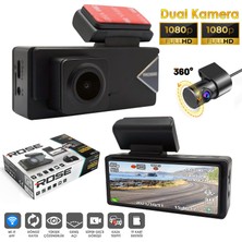 Poke Wifi Araç Içi 2 Kamera Dvr LED Ekran Gece Renkli Sesli 1080P+1080P Rose Mr-37