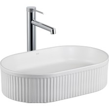 Lena E-W1002MB Tezgah Üstü Mat Beyaz Lavabo