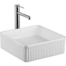 Lena E-W1003MB Tezgah Üstü Lavabo Mat Beyaz