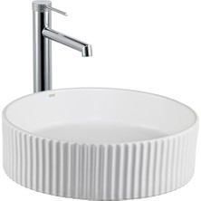 Lena E-W1001MB Tezgah Üstü Mat Beyaz Lavabo