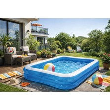 Altis Altıs A874 Havuz Şişme Aile Delux Premium 210X150X55CM Mavi Bahçe Teras Balkon Kullanımlı