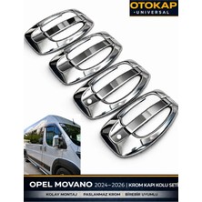 Otokap Universal Opel Movano 2024-2026 Model Uyumlu Abs Paslanmaz Krom Düğmeli Kapı Kolu Seti 4 Adet