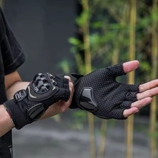 MOONRIDER Motosiklet Eldiveni Korumalı Unisex Yarım Parmak eldiven EN 13594 Sertifikalı Yazlık Nefes alır Dokunmatik Uyumlu Kaydırmaz Koruyucu Motor Eldiveni Nx-10