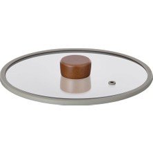 Aesco 24CM Düz Silikon Çerçeveli Cam Kapak Gri