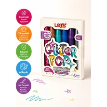 Let's Let’s Glitterpop Metalik Jel Mum Boya 6 Renk
