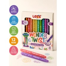 Let's Wonder Twist Pastel Çevirmeli Mum Boya Seti 12 Renk Çocuklar İçin Eğlenceli Boyama Deneyimi