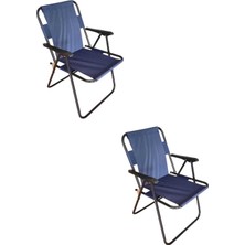 Woodensa Plastik Kollu Katlanir 2 Li Piknik ve Kamp Sandalyesi Mavi 46,5X40,5X41 cm Sirt 57X55X81 cm