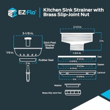 Aesco Ez-Flo Mutfak Lavabo Süzgeci 30003, Pirinç Eklemli, Paslanmaz Çelik Sepet, 8.9-10.2 cm Açıklık
